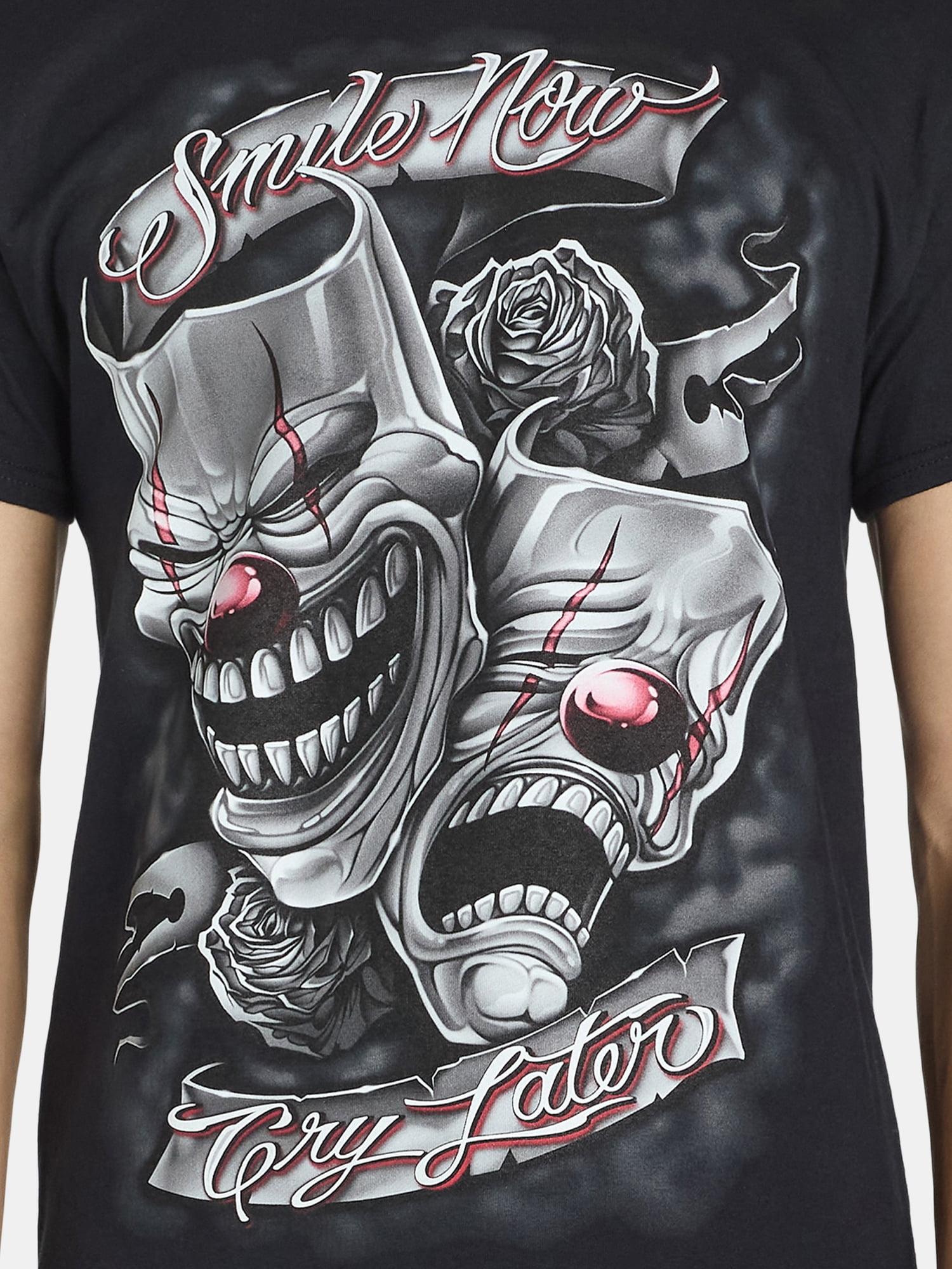 THE BONEZ Smile now cry later Tシャツ Humor Men's and Big Men's Smile Now Cry Later Masks Graphic