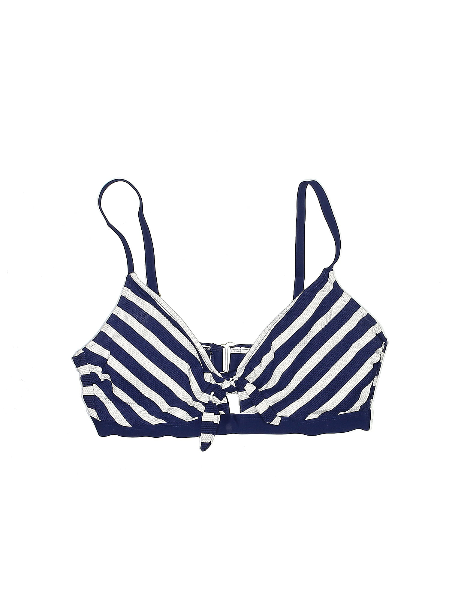 Apt.9 Women's Size Small Medium Large Blue Black White Stripe Swim Bikini Top 