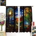 thumbnail image 2 of Colorful Stained Glass Blackout Curtains,Vintage Stained Glass Curtains,Art Beautiful Nature Scenery Stained Glass Art Window Treatment for Living Room Bedroom Kitchen-52"W x 96"L (Pack of 2), 2 of 7