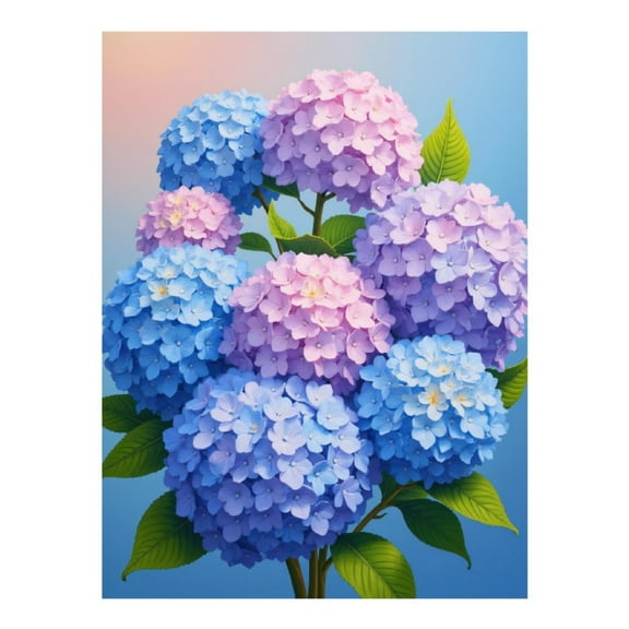 Diamond Art Kit for Adults, Blue Pink Hydrangea Blossoms Art Diamond Painting for Adults Beginners, DIY Diamond Art Painting Kits, 5D Diamond Painting Crafts for Home Decor 12x16 Frameless