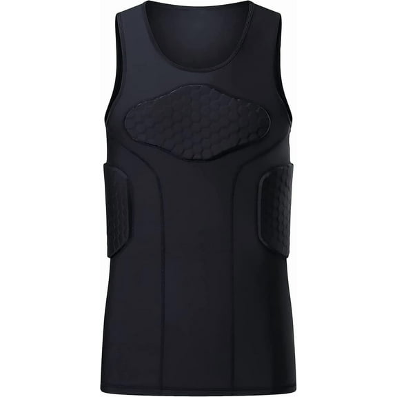 Padded Sleeveless Shirt Chest Rib Protector Protective Shirt for Football Rugby Paintball