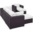 thumbnail image 4 of Modway Convene 6-Piece Aluminum and Rattan Patio Sectional Set in Espresso/White, 4 of 9