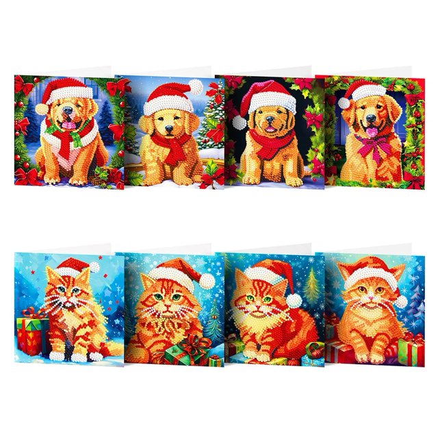 Tarjetas de Felicitación de pintura de diamantes 5D, conjunto de mosaico bordado de diamantes, bricolaje, regalo de vacaciones de Navidad, 20/16 piezas