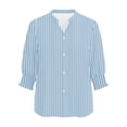 thumbnail image 6 of Annhoo Casual Dressy Shirts for Women V Neck Button Down Block Color Stripe 3/4 Sleeve Tops Business Clothes, 6 of 6