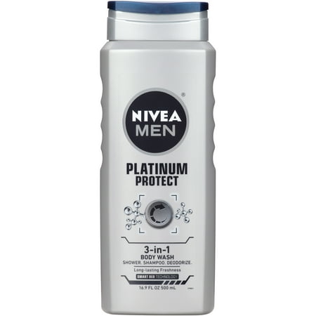 Nivea Men Platinum Protect 3-in-1 Deodorizing Body Wash,16.9 oz - Walmart.com