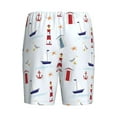 thumbnail image 2 of Haiem Nautical Lighthouse Sailboat Men's Pajama Short with Soft Woven Cotton Elastic Waistband Sleep Short-Small, 2 of 9