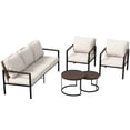 thumbnail image 4 of EAGLE PEAK Sunset Dune 5 Piece Patio Furniture Sets, Wicker Modern Outdoor Conversation Set with Coffee Tables,Cushions,Beige, 4 of 10