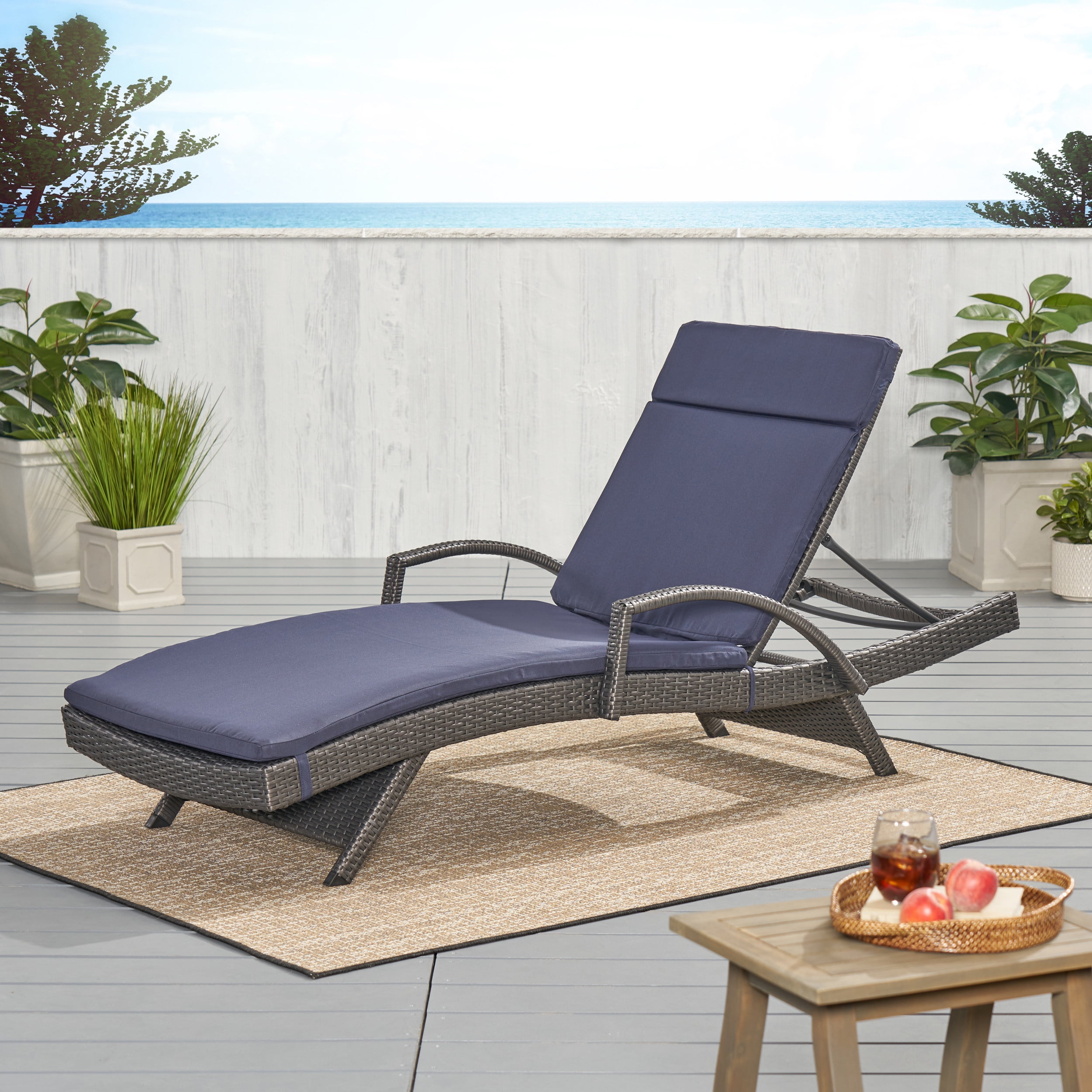Anthony Outdoor Chaise Lounge Cushion, Navy Blue - Walmart.com