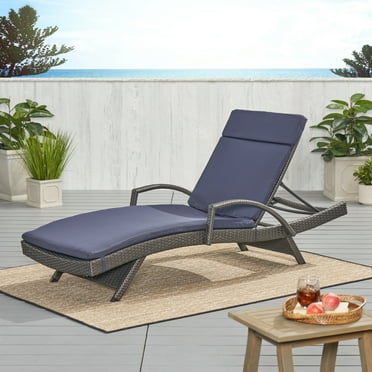 Anthony Outdoor Chaise Lounge Cushion, Navy Blue