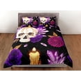 thumbnail image 3 of Calavera y Rosas Negro Funda Nórdica Púrpura Gótico Colcha Dormitorio Ropa de Cama, 3 of 4