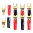 thumbnail image 1 of Y Plug Spade Connector for Speaker Wire,32 Pcs Y Spade Plug 45 Degree Gold Plated U Fork Spade Plug Connector, 1 of 7