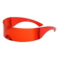 thumbnail image 2 of Gafas de sol futuristas divertidas con visera única y espejada para fiestas de cosplay rojo, 2 of 9