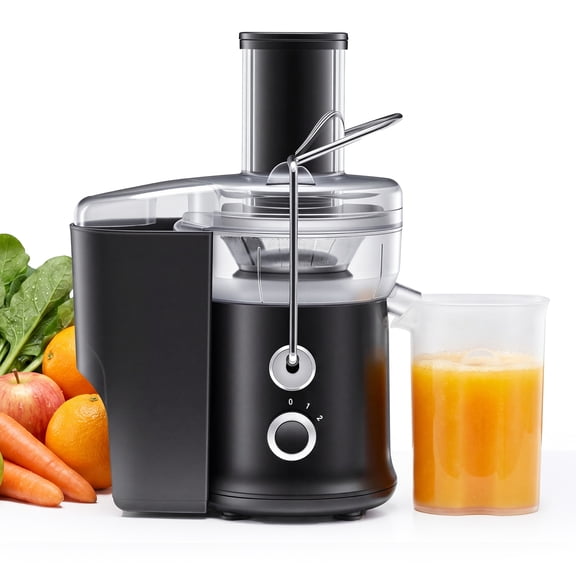 EDX 2.6 Inch Electric Juicer Machine, Centrifugal Juicer with Wide Feed Chute for Whole Fruits and Vegetables, Easy to Clean, Black