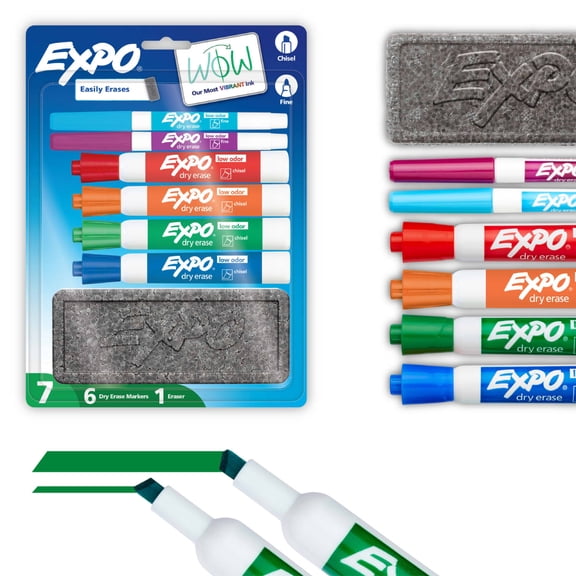 EXPO Dry Erase Markers Kit, Includes Eraser, 7 Count