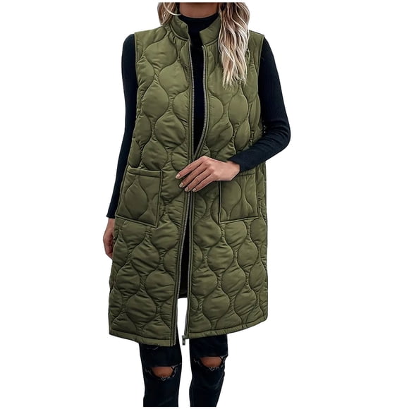 Tranfacy Womens Puffer Vest Womens Winter Coats Solid Color Winter Warm Tank Jacket Casual Fall Outerwear with Pockets Coats