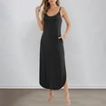 thumbnail image 5 of DHFJKG Sleeveless Beach Dress Women Loose Fit Summer Comfortable Flowy Long Dress Adjustable Straps Curved Hem Scoop Neck Trendy Dresses, 5 of 9