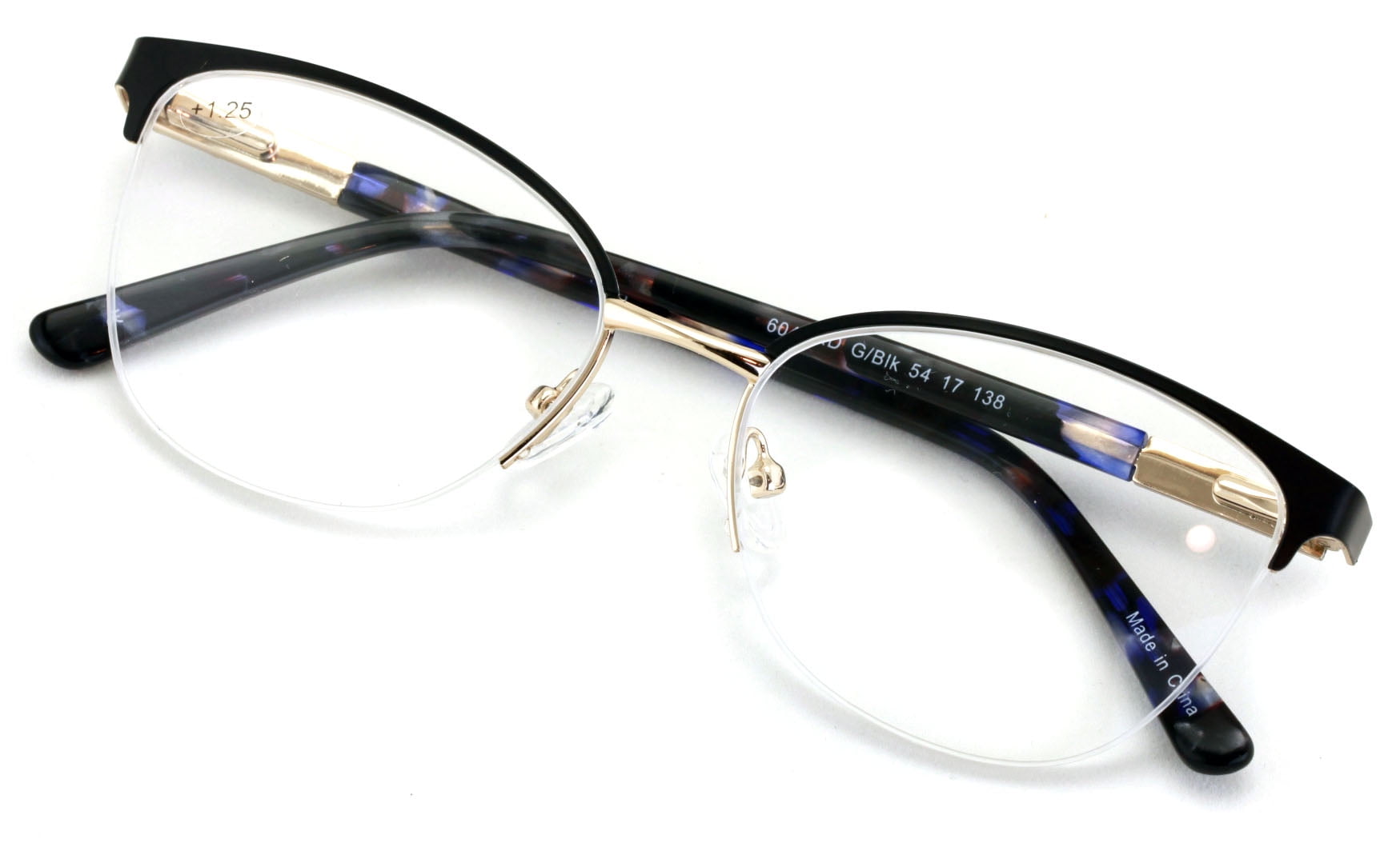 V.W.E. Premium Women's Clear Lens Metal Half Rim Reading Glasses with