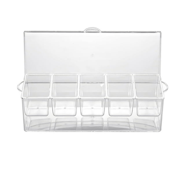 Ice Chilled Condiment Tray,5 Removable Compartments,Detachable Fruit Seasoning Box