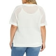 thumbnail image 4 of GRACE & GRANDEUR Women's Plus Size Summer Tops Crochet Side Slit Half Sleeve V Neck Loose Waffle Knit Casual Blouses 4X White, 4 of 7