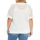 thumbnail image 3 of GRACE & GRANDEUR Blusas de Verano para Mujeres Talla Grande con Crochet, Abertura Lateral, Manga Corta, Cuello en V, Tejido Waffle Casual 2X Blanco, 3 of 6