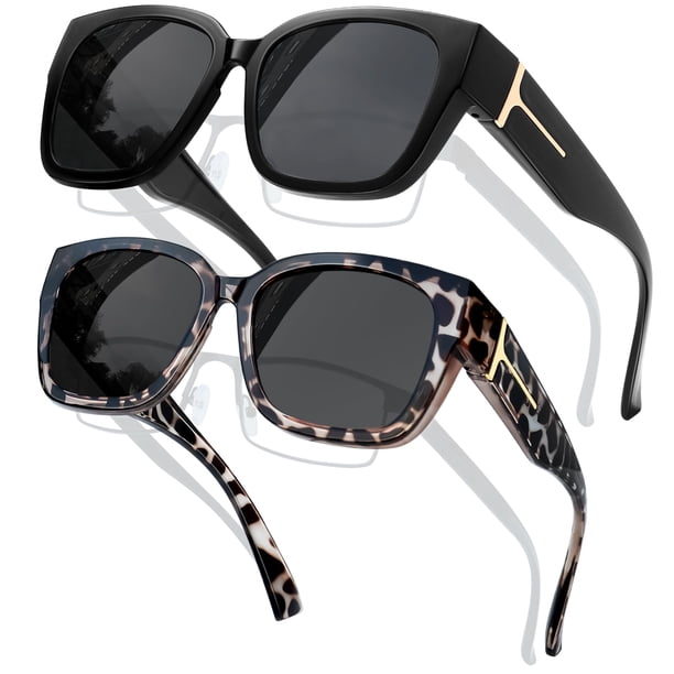 Lentes de Sol Polarizados KANASTAL para Usar Sobre Anteojos UV400 Negros
