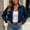 Blue, variant on Women's Casual Mid-Length Button Front Coat Long Sleeve Lapel Collar Solid Color Outerwear for Weekend Errands and Coffee Shop Strolls