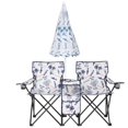 thumbnail image 6 of Portable 2-Seat Folding Chair with Sun Umbrella, Coconut Tree Outdoor Camping Fishing Chair with Oxford Fabric & Iron Frame, 6 of 11
