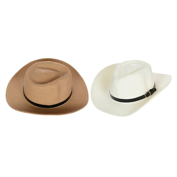 2x Sombreros de vaquero Sunnimix de Ala grande Blanco sombreros para sol para mujer
