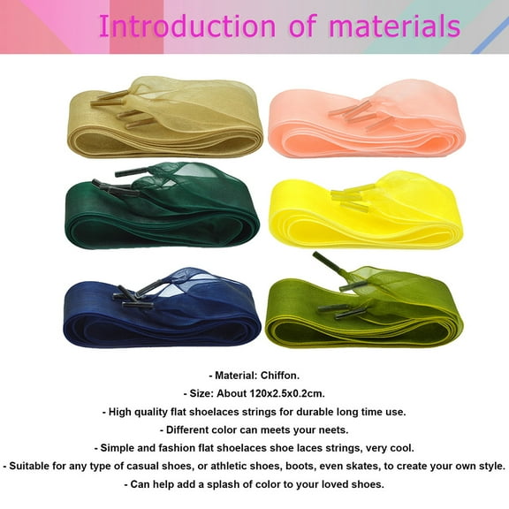 Homoyoyo 6 Pairs Casual Chiffon Shoe Replacement Laces for Sneakers Athletic Shoes Green and Dark Green
