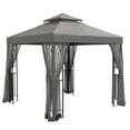 thumbnail image 3 of EAGLE PEAK 8' x 8' Outdoor Patio Gazebo, Steel Metal Gazebo With Soft Top Double Roof Canopy with Netting, Gray, 3 of 9