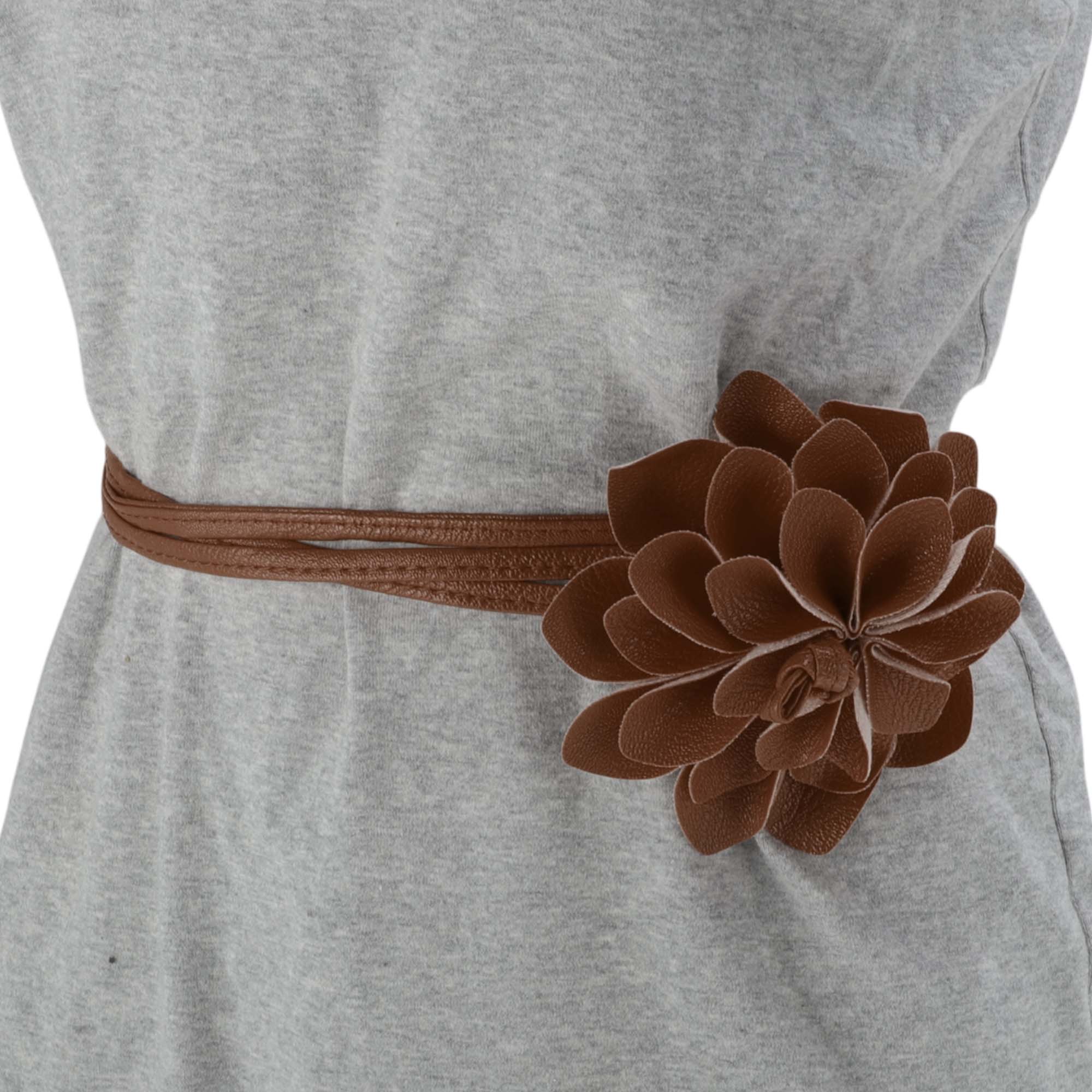Unique Bargains Versatile Long Adjustable Waist Belt for Women Brown