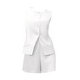 thumbnail image 5 of Business Casual Outfits for Women Fashion Leisure Sleeveless Solid Color Blazer and Shorts Dressy 2Pcs Set, 5 of 5