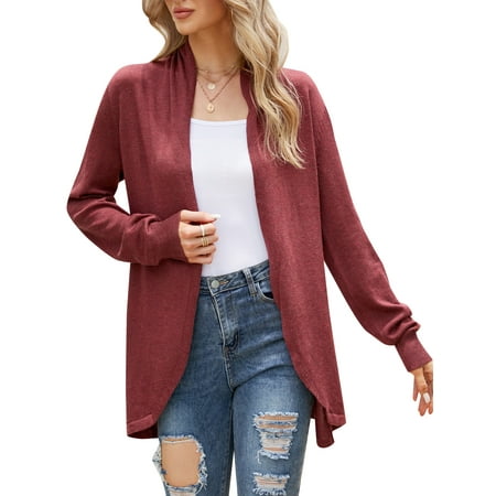 

Carevas Women Cardigan Open Front Drape Long Sleeve Loose Casual Coats