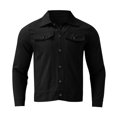 thumbnail image 2 of Fgnfyis Mens Jacket Autumn Winter Casual Solid Color Buttoned Denim Jacket Workwear Style Cardigan Mens Winter Coats Black S, 2 of 6