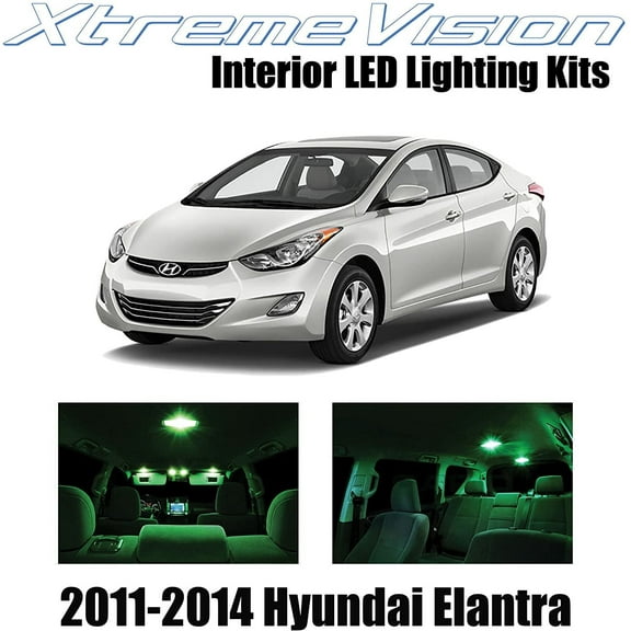 XtremeVision Interior LED for Hyundai Elantra 2011-2014 4 pcs Green Interior LED Kit   Installation Tool