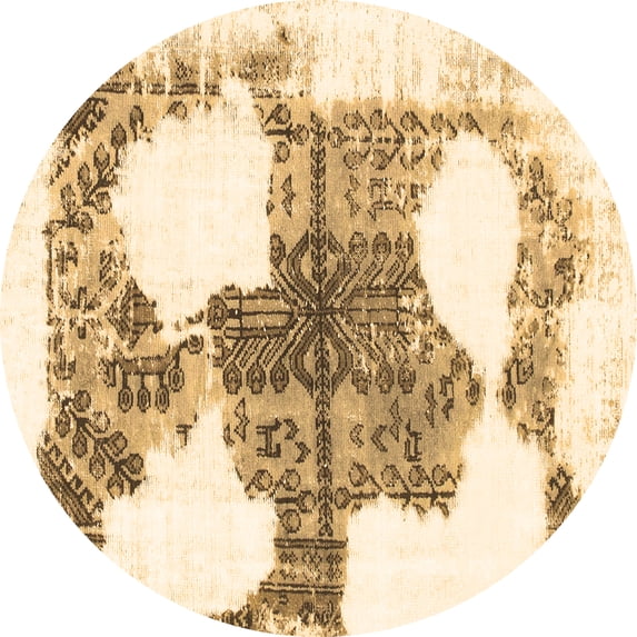 Ahgly Company Indoor Round Oriental Brown Modern Area Rugs, 4' Round