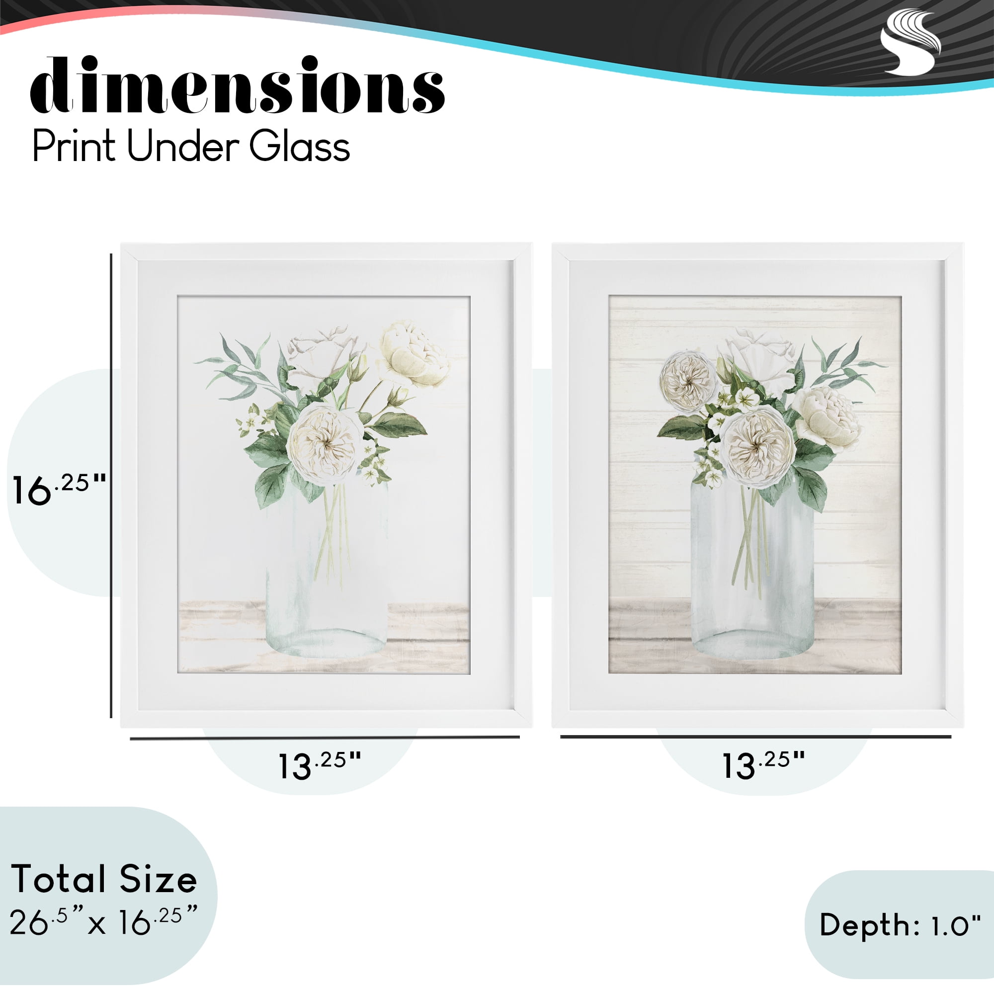 Stupell Industries Soft Patience Flowers 2 Piece White Framed Print Under Glass Set, design by Kim Allen