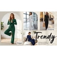 thumbnail image 4 of UVN Winter Womens 2 Piece Outfit Sets Ruched Long Sleeve Top and Wide Leg Pants with Pockets Casual Loungewear for Women Workout Sets, 4 of 10