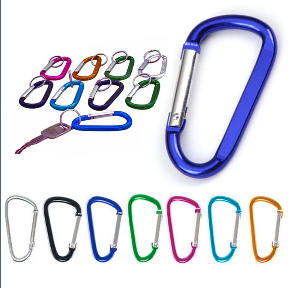 10X Aluminum Snap Hook Carabiner D-Ring Key Chain Clip Keychain Hiking Camping 