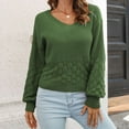 thumbnail image 5 of IROINNID Womens Sweater V-Neck Pullover Sweater Solid Color Casual Mid-Length Long Sleeve Three-Dimensional Feather Sweater Knitted Lantern Tops Blouse, 5 of 6