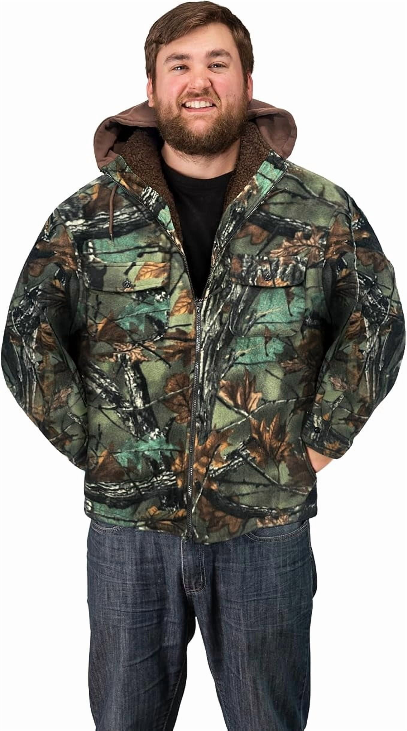 TrailCrest Men's Warm Sherpa Lined Hoodie Fleece Shirt Jacket, Classic Zip Up Camouflaged, 2X