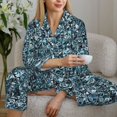 thumbnail image 6 of Pajama Sets for Women 2 Pcs, Bling sparkly gemstone blue print Button Down Long Sleeve Sleepwear Lounge PJ Sets, 6 of 6