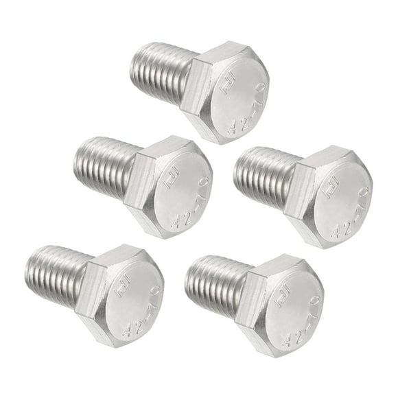 Unique Bargains M12 Thread 20mm 304 Stainless Steel Hex Head Screws Bolts 5pcs