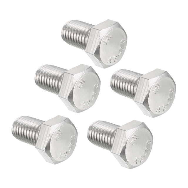Unique Bargains M12 Thread 20mm 304 Stainless Steel Hex Head Screws Bolts 5pcs