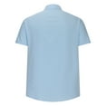 thumbnail image 5 of KIHOUT Men's Solid Casual Button Shirts Summer Daily Business Stand Collar Short Sleeve Blouse Tops, 5 of 7