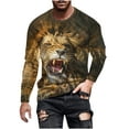 thumbnail image 2 of Meichang Long Sleeve T Shirt Men Soft,Graphic Tees for Men Trendy 3D Lions Print T-Shirts Funny Round Neck Gym Long Sleeve Shirts for Men, 2 of 5
