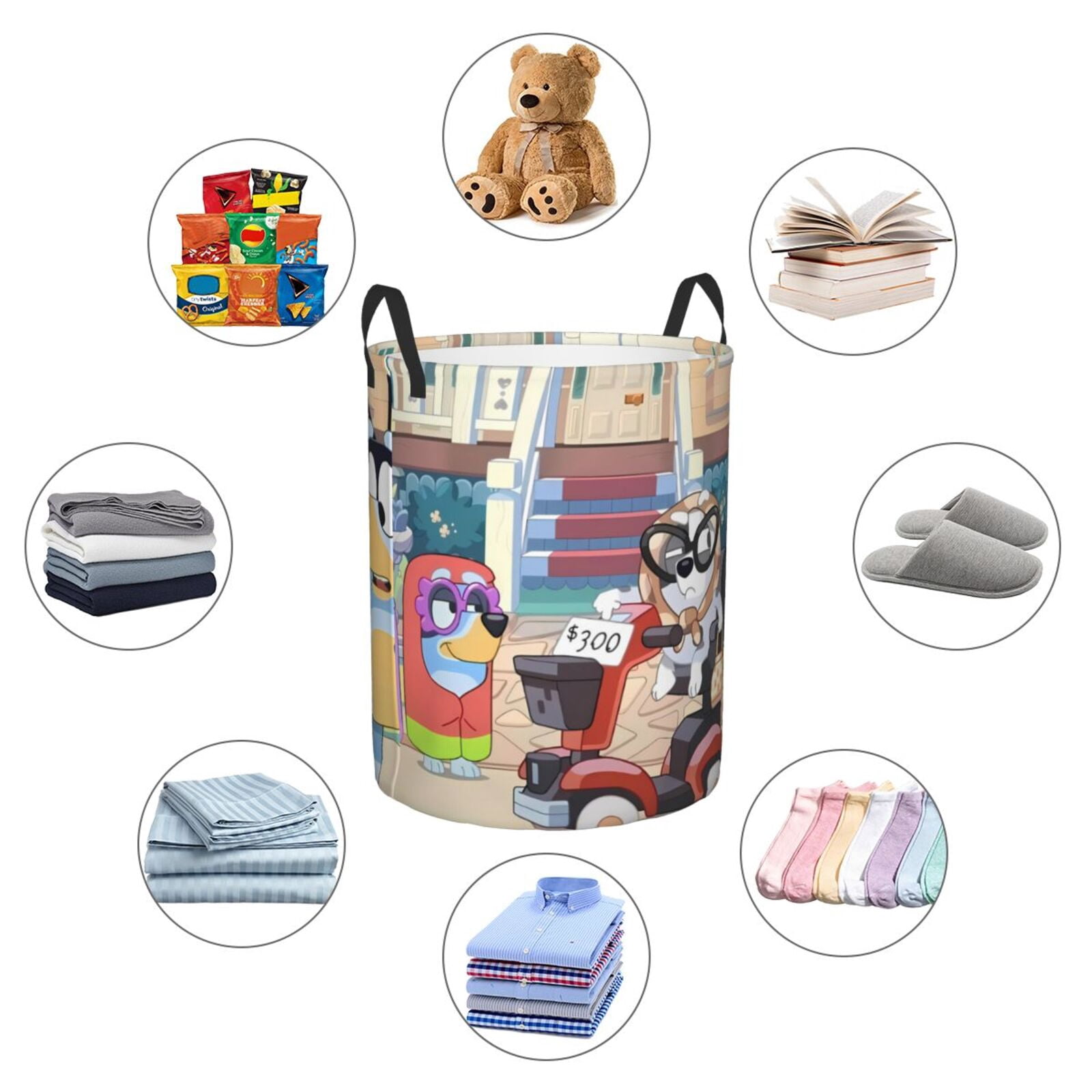 Johaoi Bluey Pattern Round Large Laundry Basket -Storage Basket - Toy Storage Basket, Perfect as Hamper, Kids Room Storage, and Toy Containment-