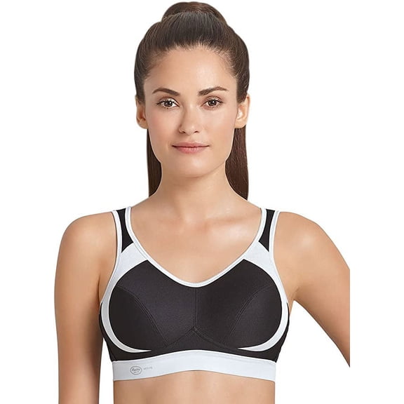 ANITA HIGH IMPACT BLACK/GREY WIRE-FREE SPORTS BRA, Size 40D NWOT