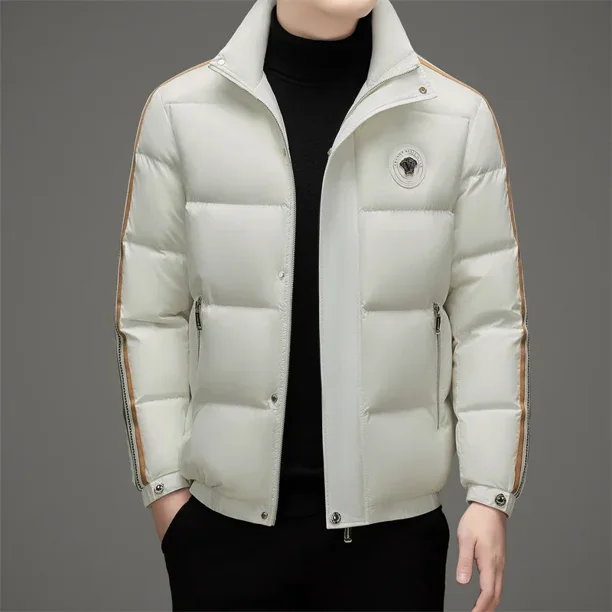 Chaqueta de plumón de súper lujo, ropa de diseñador para hombre, invierno 2024, nueva, gruesa, corta, ropa ligera, tops, chaqueta de ganso de primera calidad