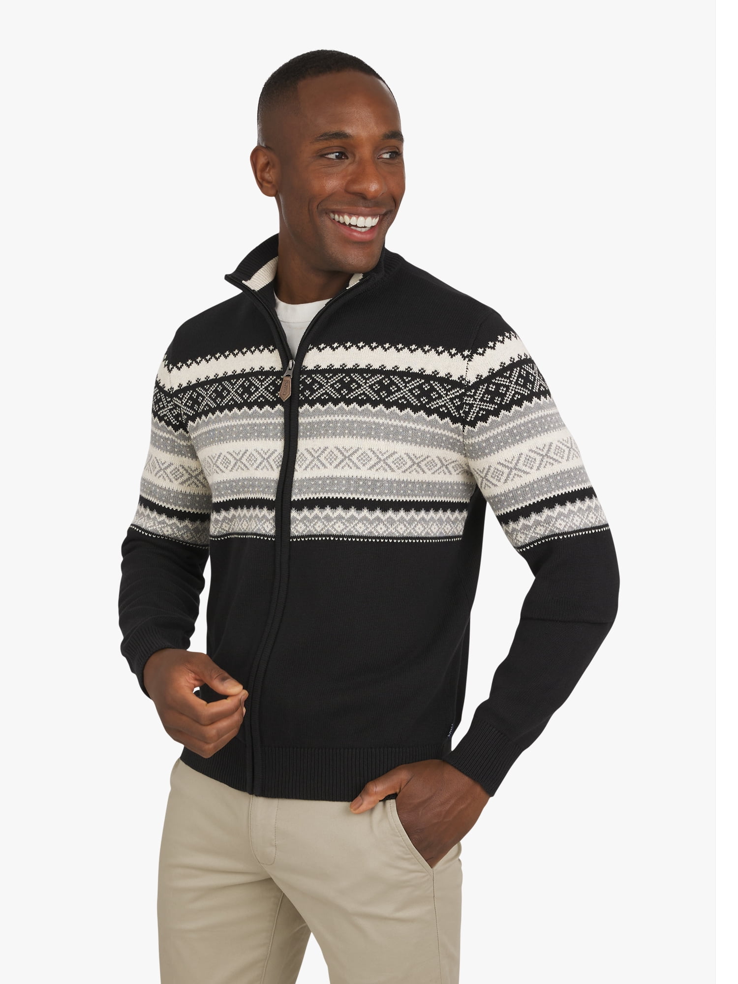 Chaps Men's & Big Men's Fairisle Full Zip Sweater, Sizes S-3XL